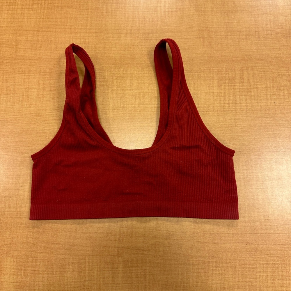 Red Ribbed Women's Bralette